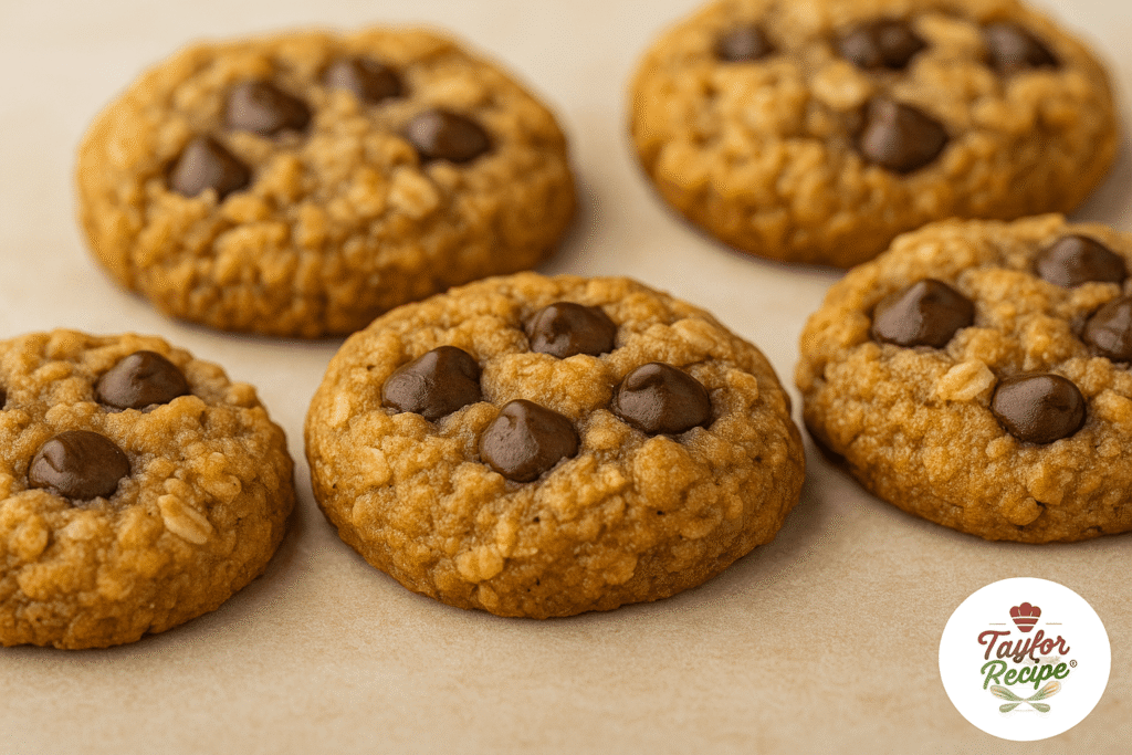 Assorted oat and chocolate chip cookies on a serving plate