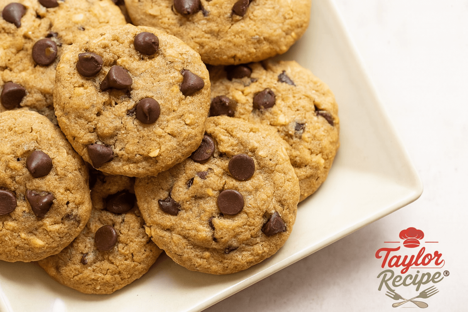 Freshly baked chocolate chip breakfast cookies on a plate