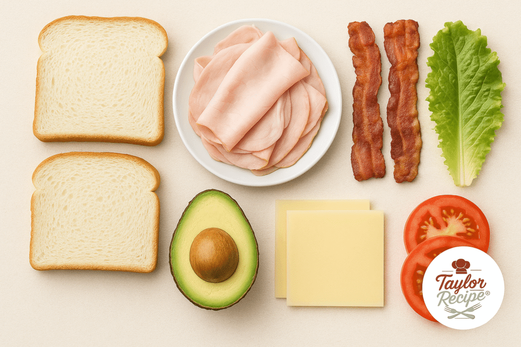 Ingredients displayed for assembling a fresh deli-style sandwich