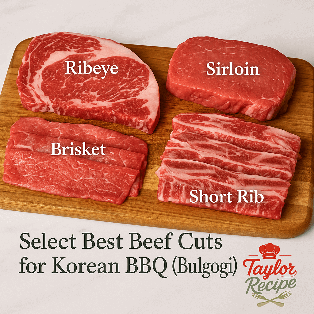 Best beef cuts like ribeye, sirloin, and short rib for Korean BBQ beef bulgogi.