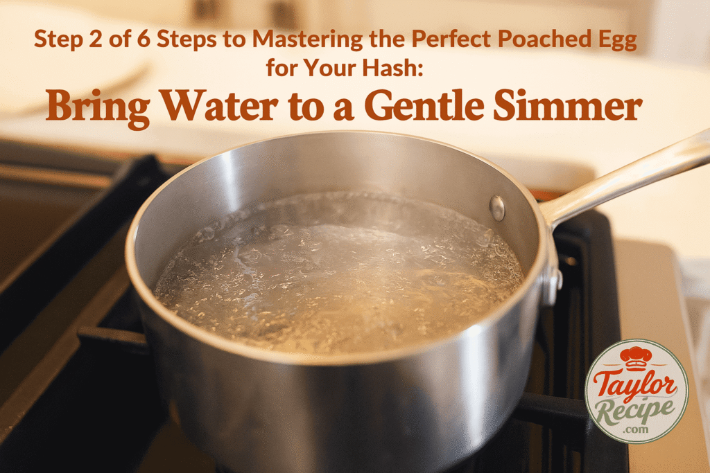 Simmering water in a saucepan ready for poaching the perfect egg