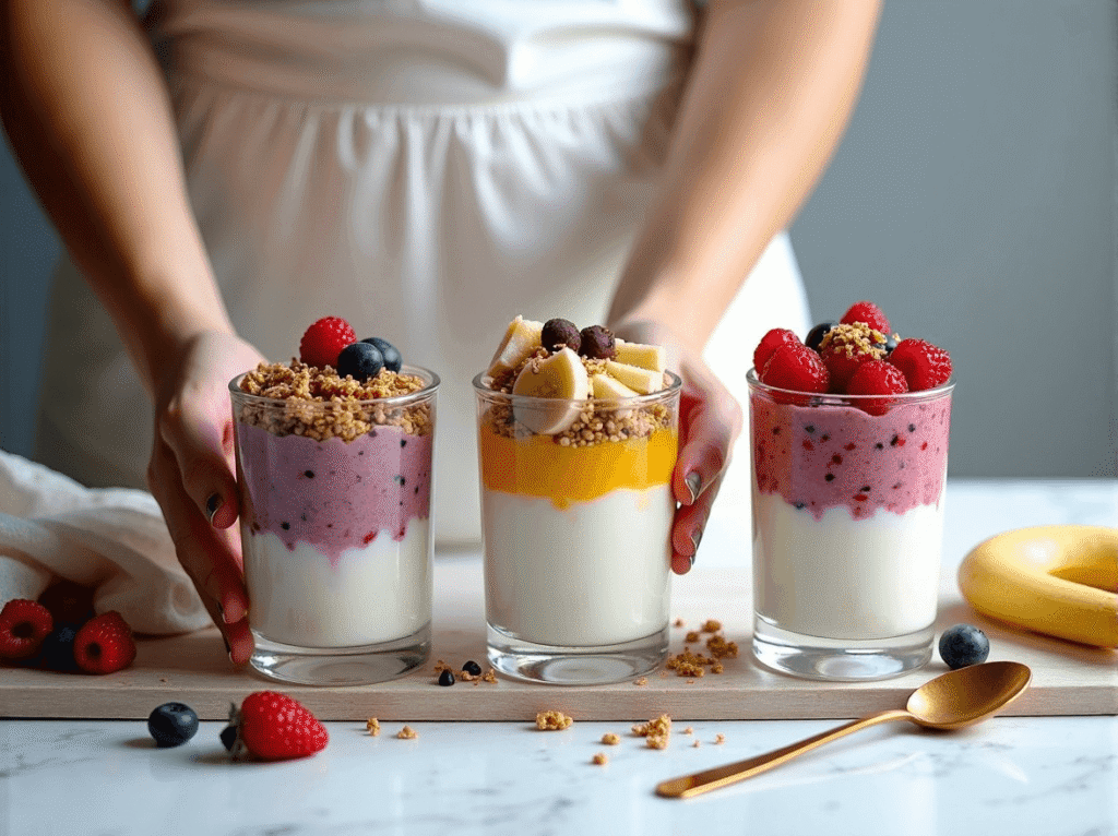 Greek yogurt parfaits with fruit and granola – easy healthy breakfast ideas