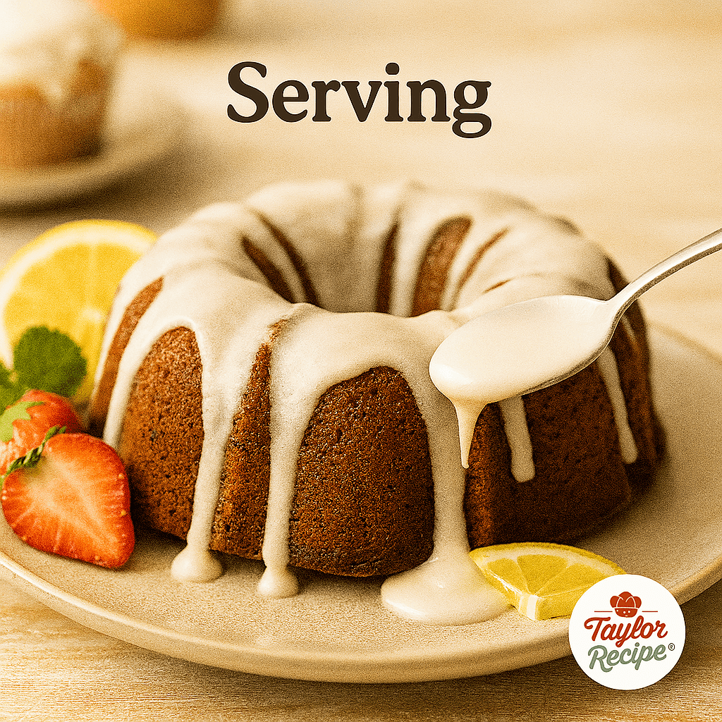 Greek yogurt glaze drizzled over muffins, donuts, and a bundt cake, served with fresh fruit and herbs
