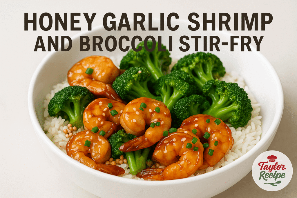 Honey garlic shrimp and broccoli stir-fry served over rice